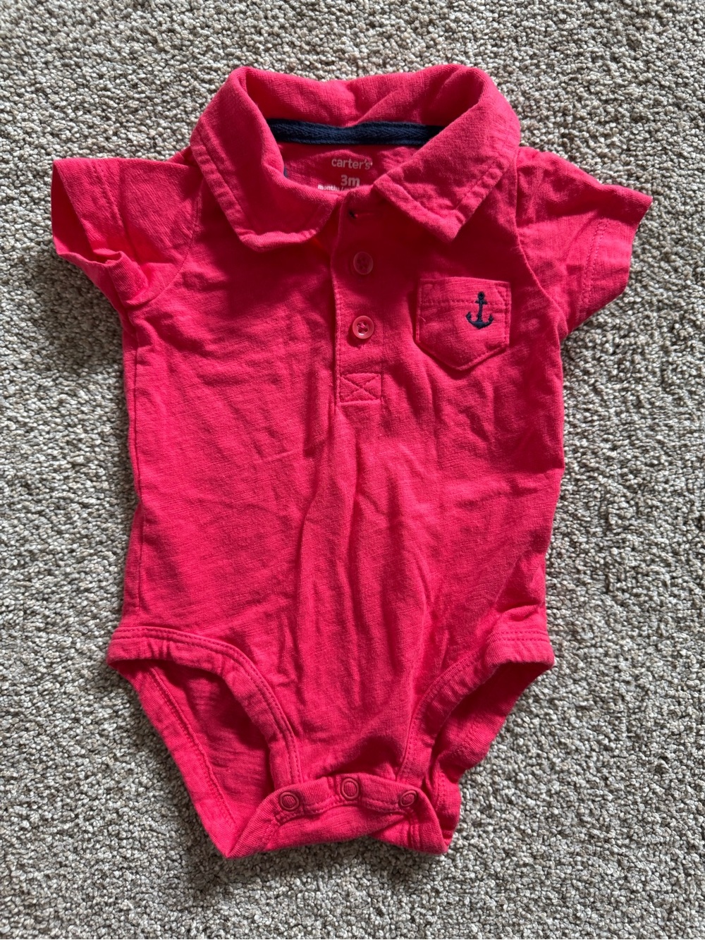 Carter's Hot Pink Polo One-Piece with Anchor Pocket